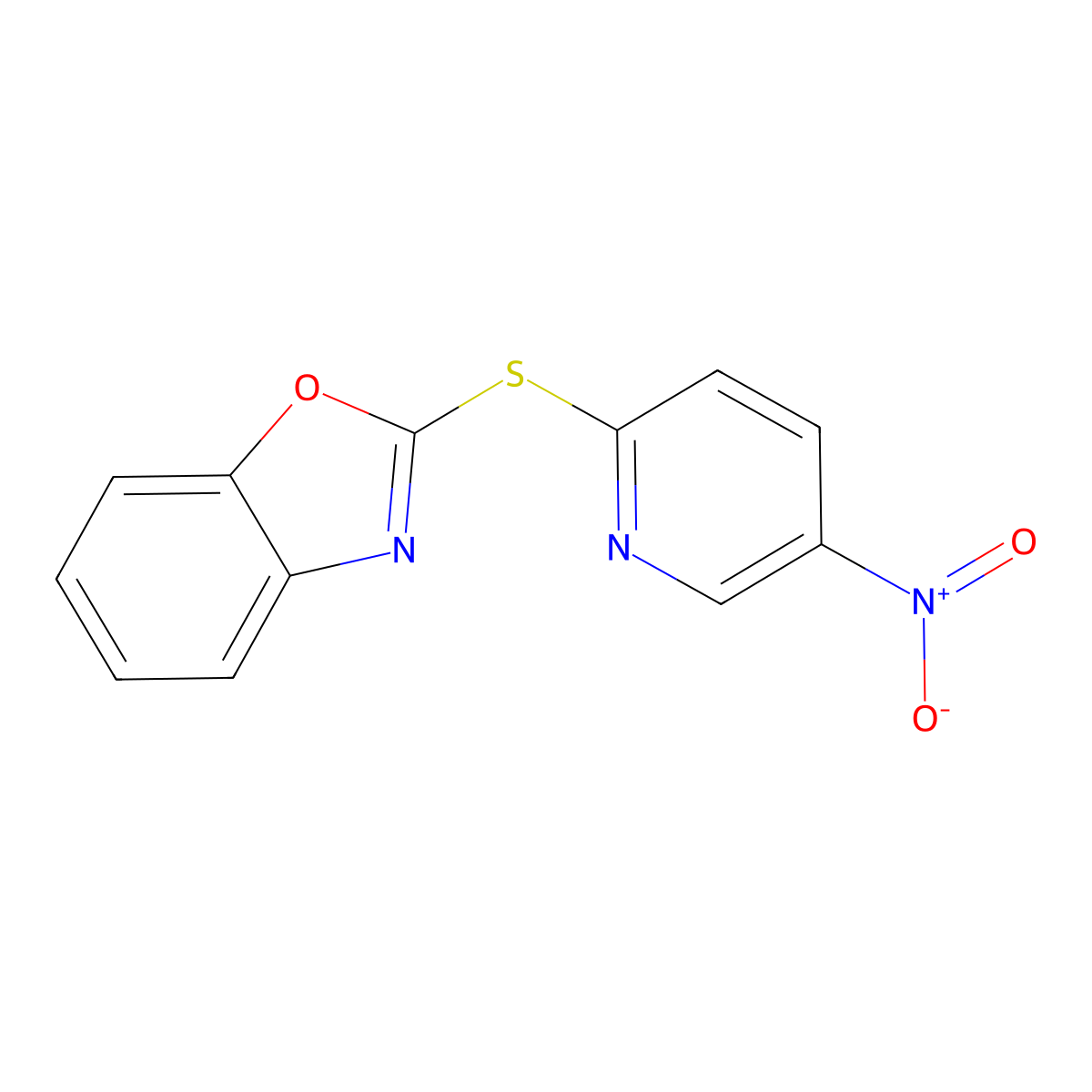 2-[(5-Nitropyridin-2-yl)sulfanyl]-1,3-benzoxazole molecular structure, CAS 79134-14-8