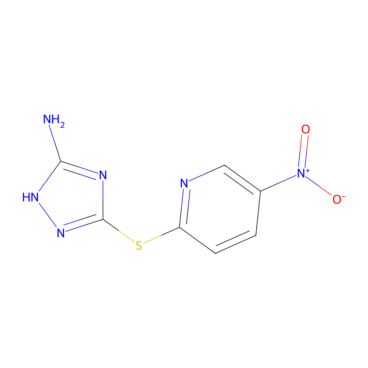 2-[(5-amino-4H-1,2,4-triazol-3-yl)sulfanyl]-5-nitropyridine molecular structure, CAS 79134-15-9