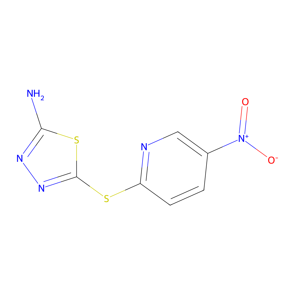 5-[(5-Nitropyridin-2-yl)sulfanyl]-1,3,4-thiadiazol-2-amine molecular structure, CAS 79134-17-1