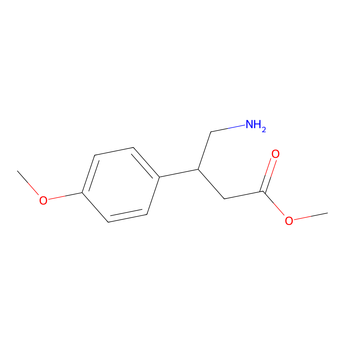 Methyl 4-amino-3-(4-methoxyphenyl)butanoate molecular structure, CAS 79138-99-1