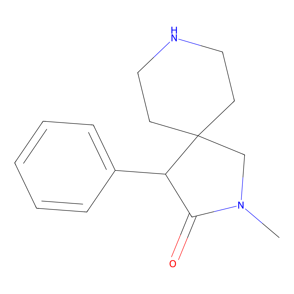 2-Methyl-4-phenyl-2,8-diazaspiro[4.5]decan-3-one molecular structure, CAS 79139-57-4