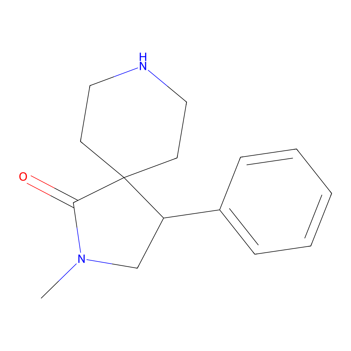 2-Methyl-4-phenyl-2,8-diazaspiro[4.5]decan-1-one molecular structure, CAS 79139-59-6