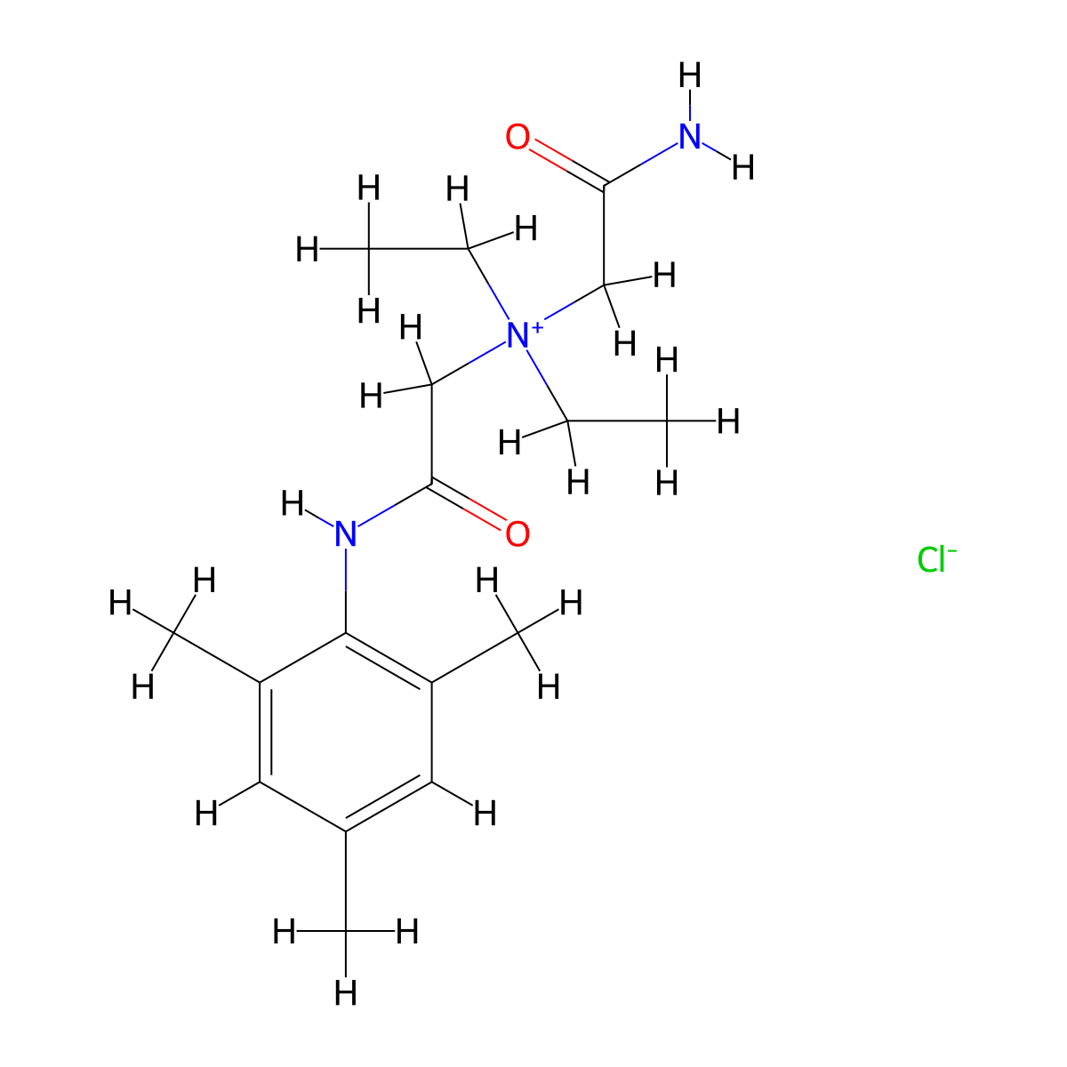 Ethanaminium, 2-amino-N,N-diethyl-2-oxo-N-(2-oxo-2-((2,4,6-trimethylphenyl)amino)ethyl)-, chloride molecular structure, CAS 79143-72-9