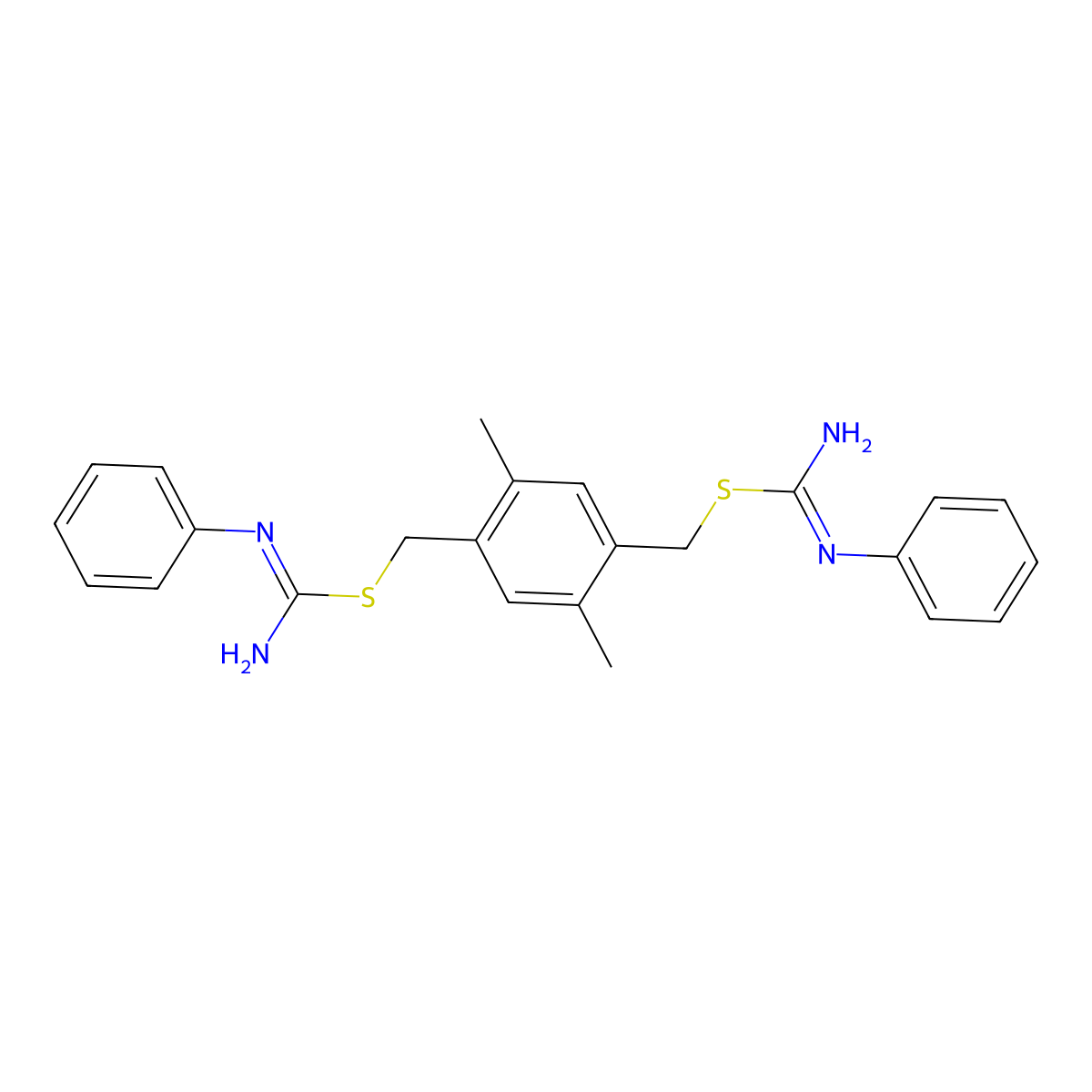 (2,5-Dimethyl-1,4-phenylene)bis(methylene)bis(phenylcarbamimidothioate) molecular structure, CAS 791573-36-9