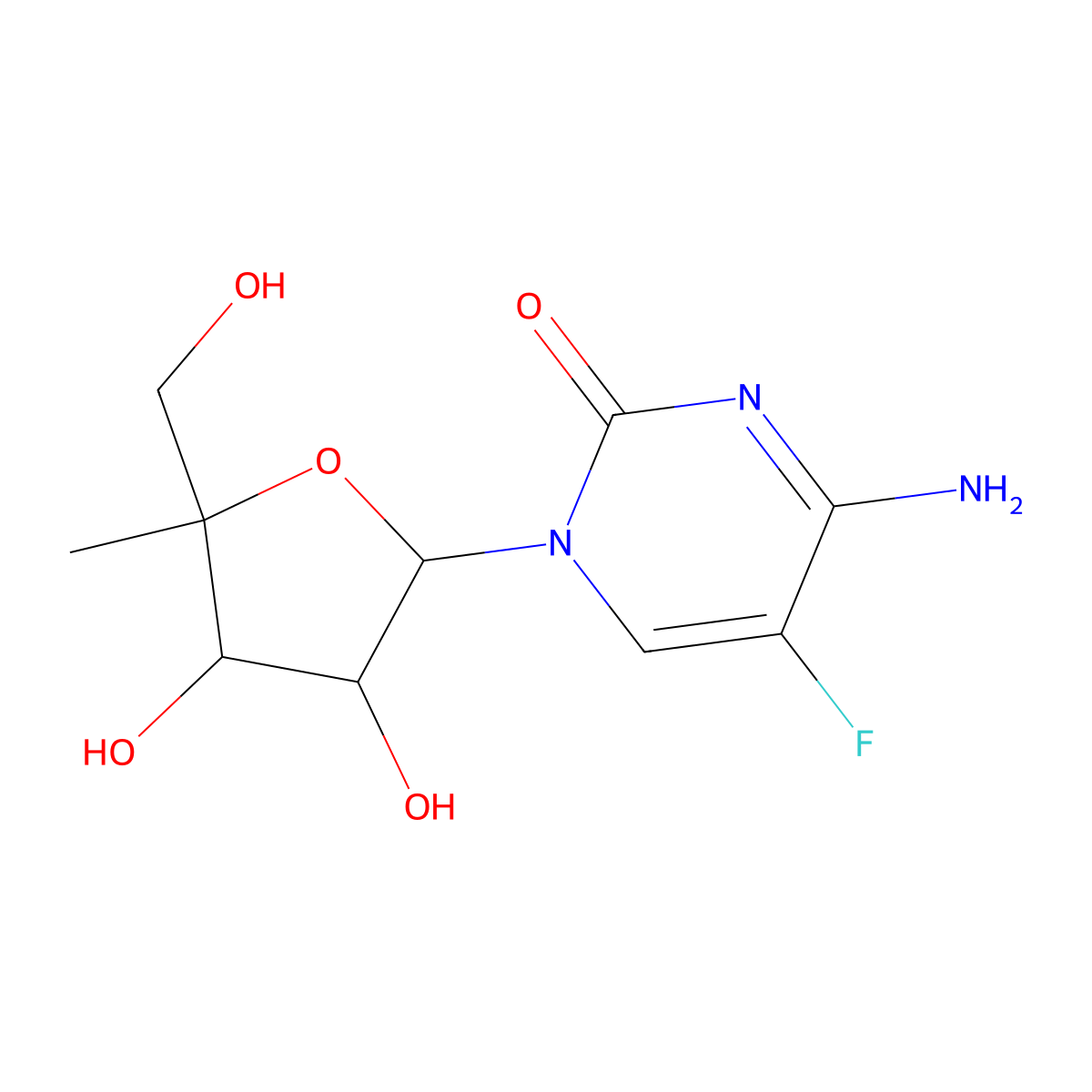 5-Fluoro-4'-C-methylcytidine molecular structure, CAS 791585-24-5