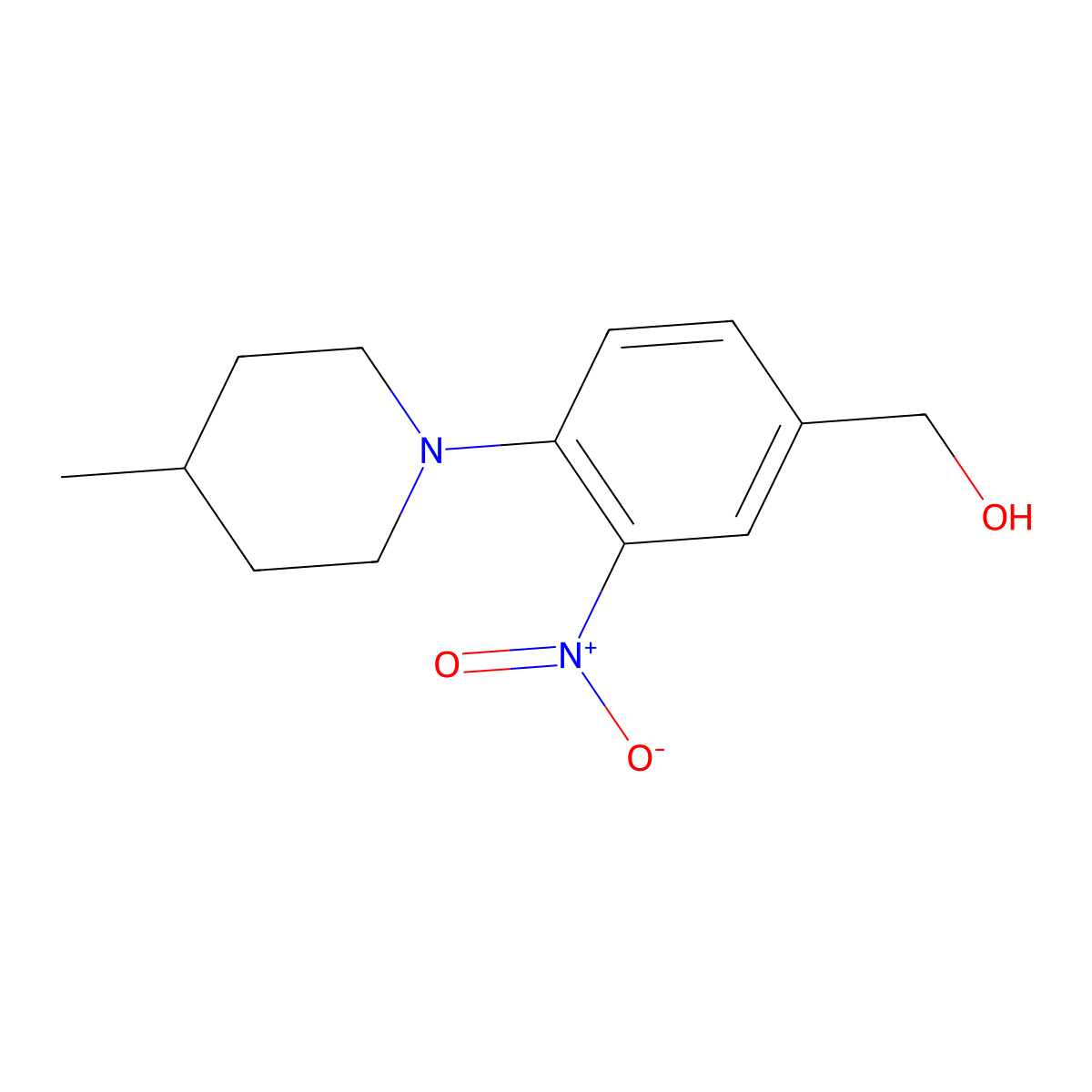 (4-(4-Methylpiperidin-1-yl)-3-nitrophenyl)methanol molecular structure, CAS 791587-68-3