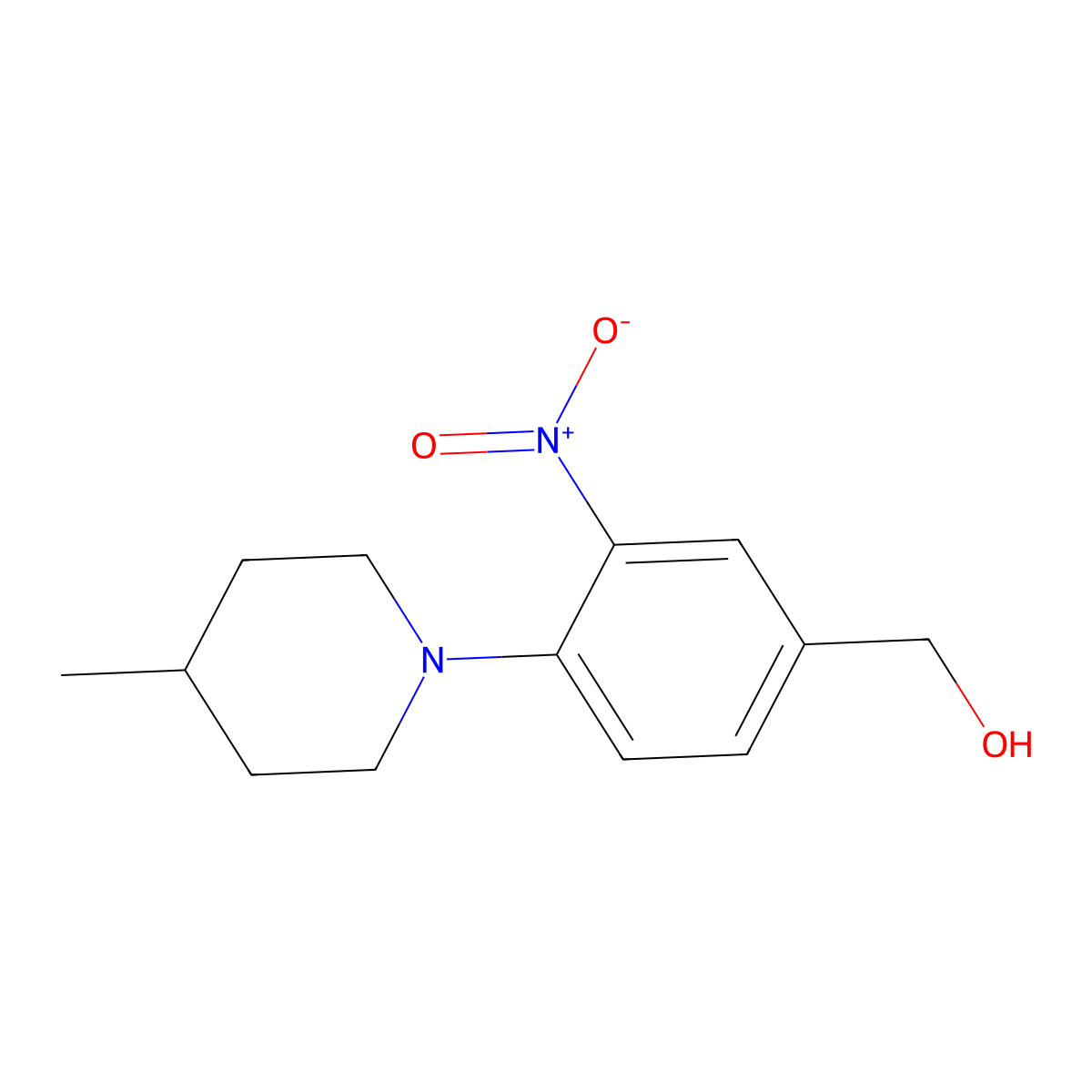 (4-(4-Methylpiperidin-1-yl)-3-nitrophenyl)methanol molecular structure, CAS 791587-68-3