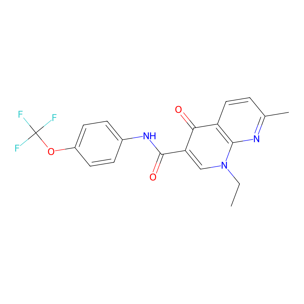 1-ethyl-7-methyl-4-oxo-N-[4-(trifluoromethoxy)phenyl]-1,4-dihydro-1,8-naphthyridine-3-carboxamide molecular structure, CAS 791600-33-4