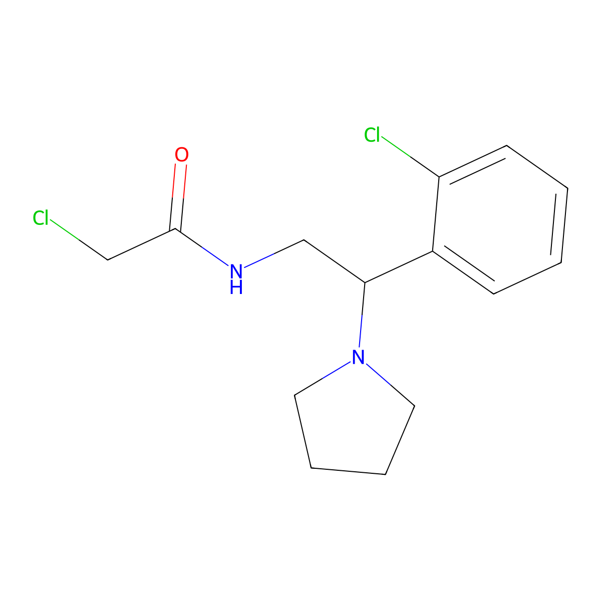 2-chloro-N-[2-(2-chlorophenyl)-2-pyrrolidin-1-ylethyl]acetamide molecular structure, CAS 791601-00-8