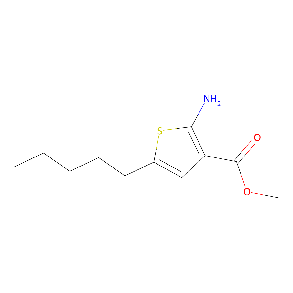 Methyl 2-amino-5-pentylthiophene-3-carboxylate molecular structure, CAS 791602-18-1