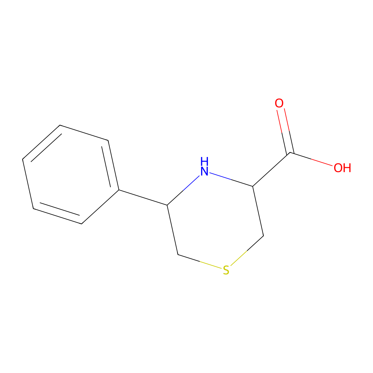 rac-(3R,5S)-5-phenylthiomorpholine-3-carboxylic acid molecular structure, CAS 79161-89-0