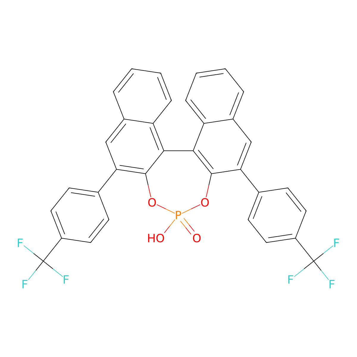 (11bR)-4-Hydroxy-2,6-bis[4-(trifluoromethyl)phenyl]-4-oxide-dinaphtho[2,1-d:1',2'-f][1,3,2]dioxaphosphepin molecular structure, CAS 791616-59-6