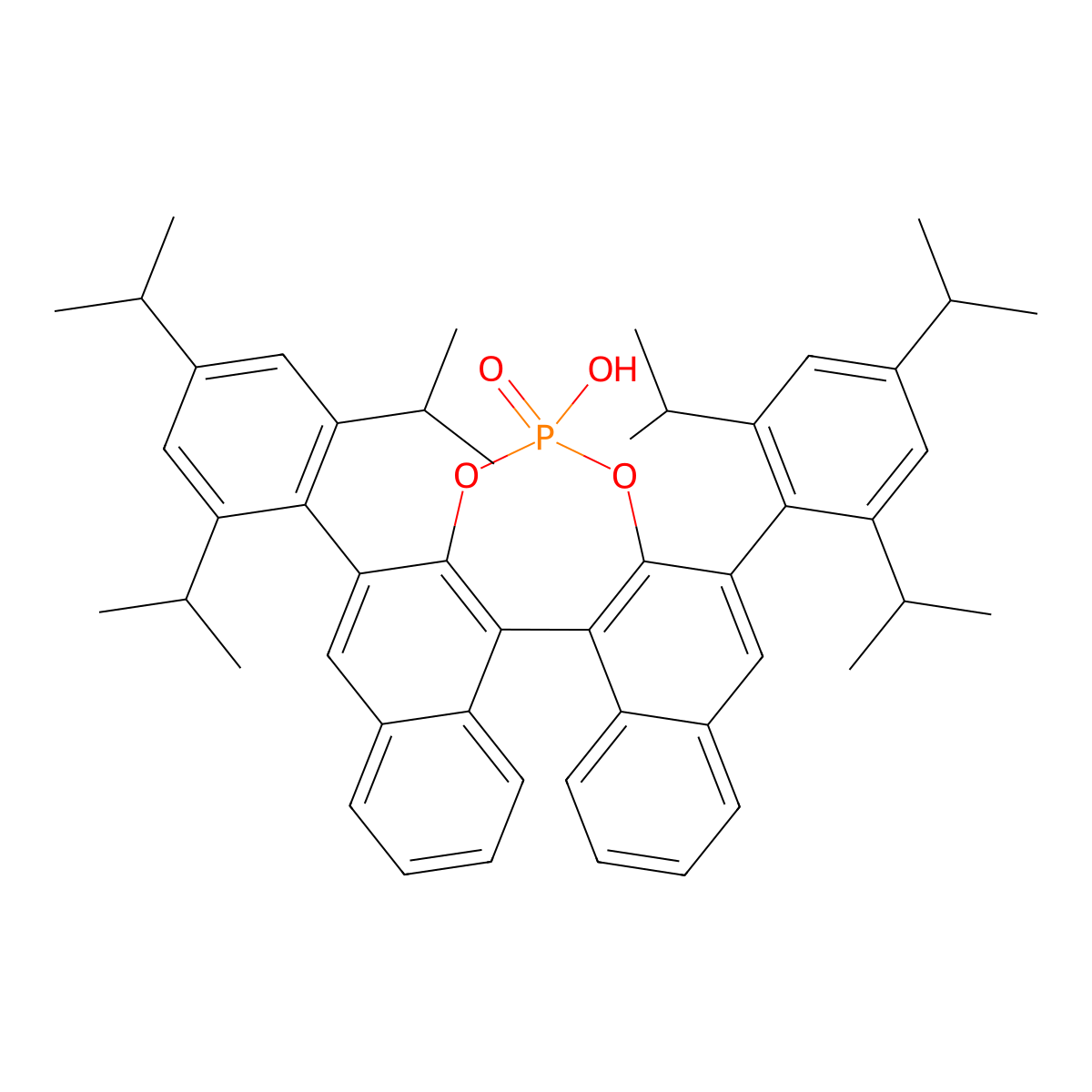 (R)-3,3'-Bis(2,4,6-triisopropylphenyl)-1,1'-binaphthyl-2,2'-diyl hydrogenphosphate molecular structure, CAS 791616-63-2