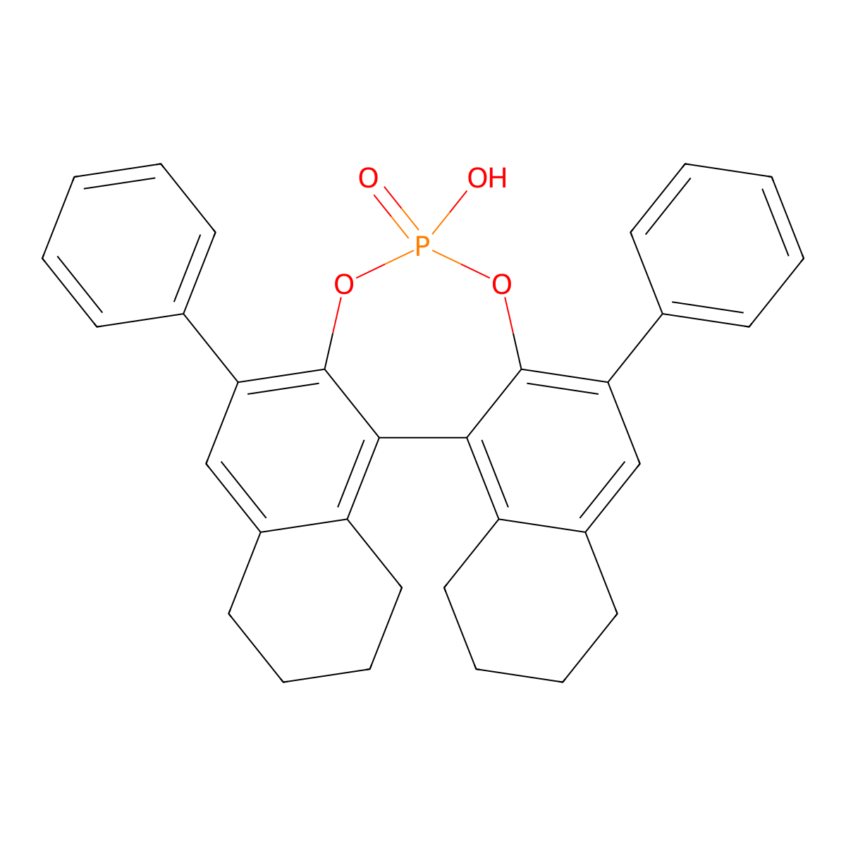 (11bR)-4-Hydroxy-2,6-diphenyl-8,9,10,11,12,13,14,15-octahydrodinaphtho[2,1-d:1',2'-f][1,3,2]dioxaphosphepine 4-oxide molecular structure, CAS 791616-65-4