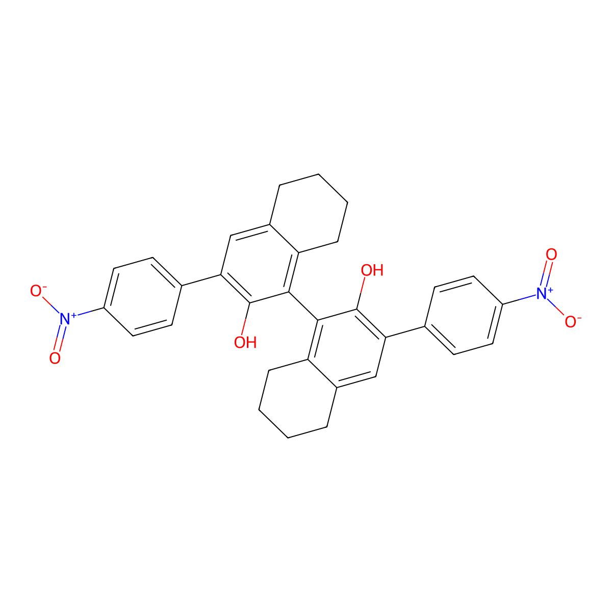 (S)-3,3'-Bis(4-nitrophenyl)-5,5',6,6',7,7',8,8'-octahydro-[1,1'-binaphthalene]-2,2'-diol molecular structure, CAS 791616-67-6