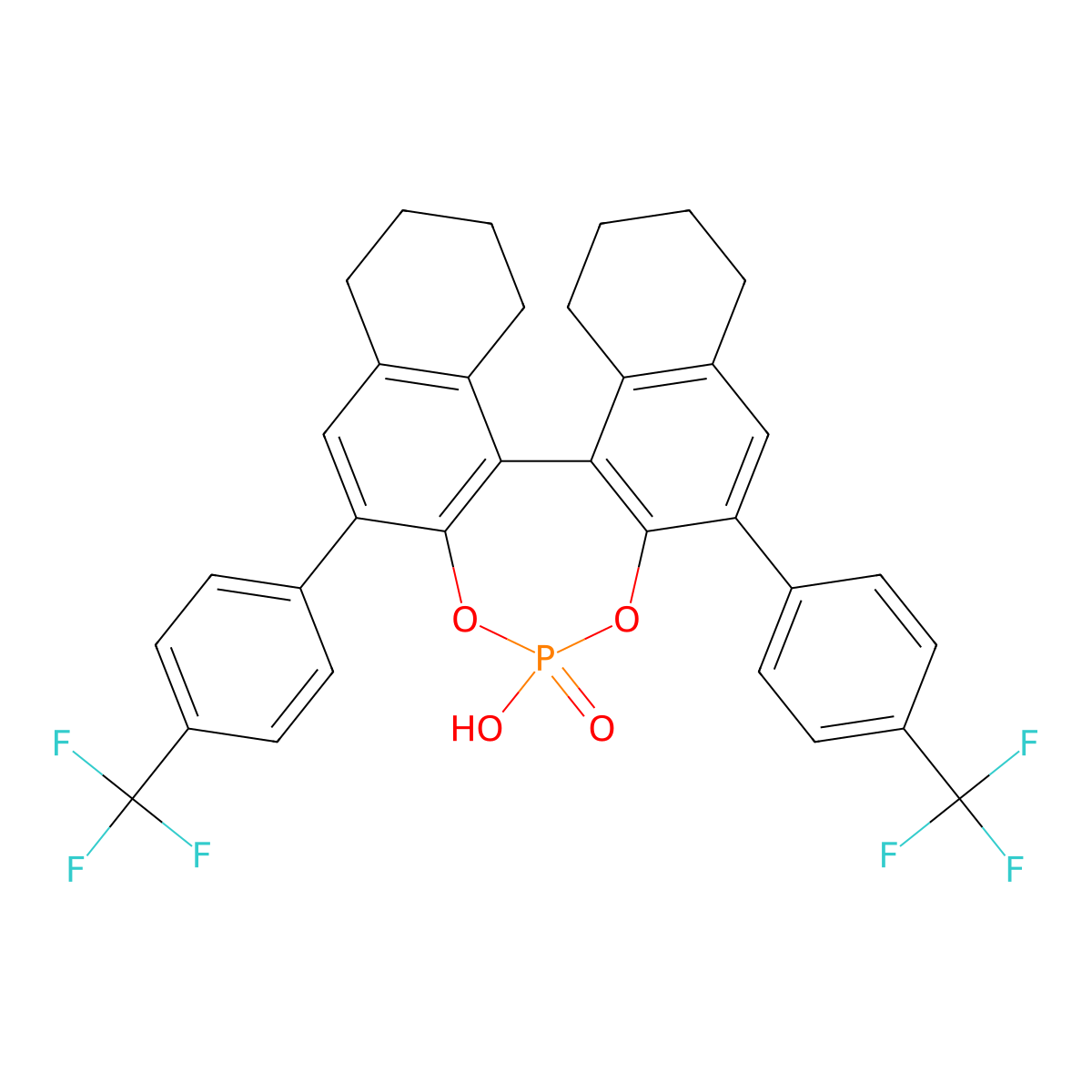 (11bR)-4-Hydroxy-2,6-bis(4-(trifluoromethyl)phenyl)-8,9,10,11,12,13,14,15-octahydrodinaphtho[2,1-d:1',2'-f][1,3,2]dioxaphosphepine 4-oxide molecular structure, CAS 791616-70-1