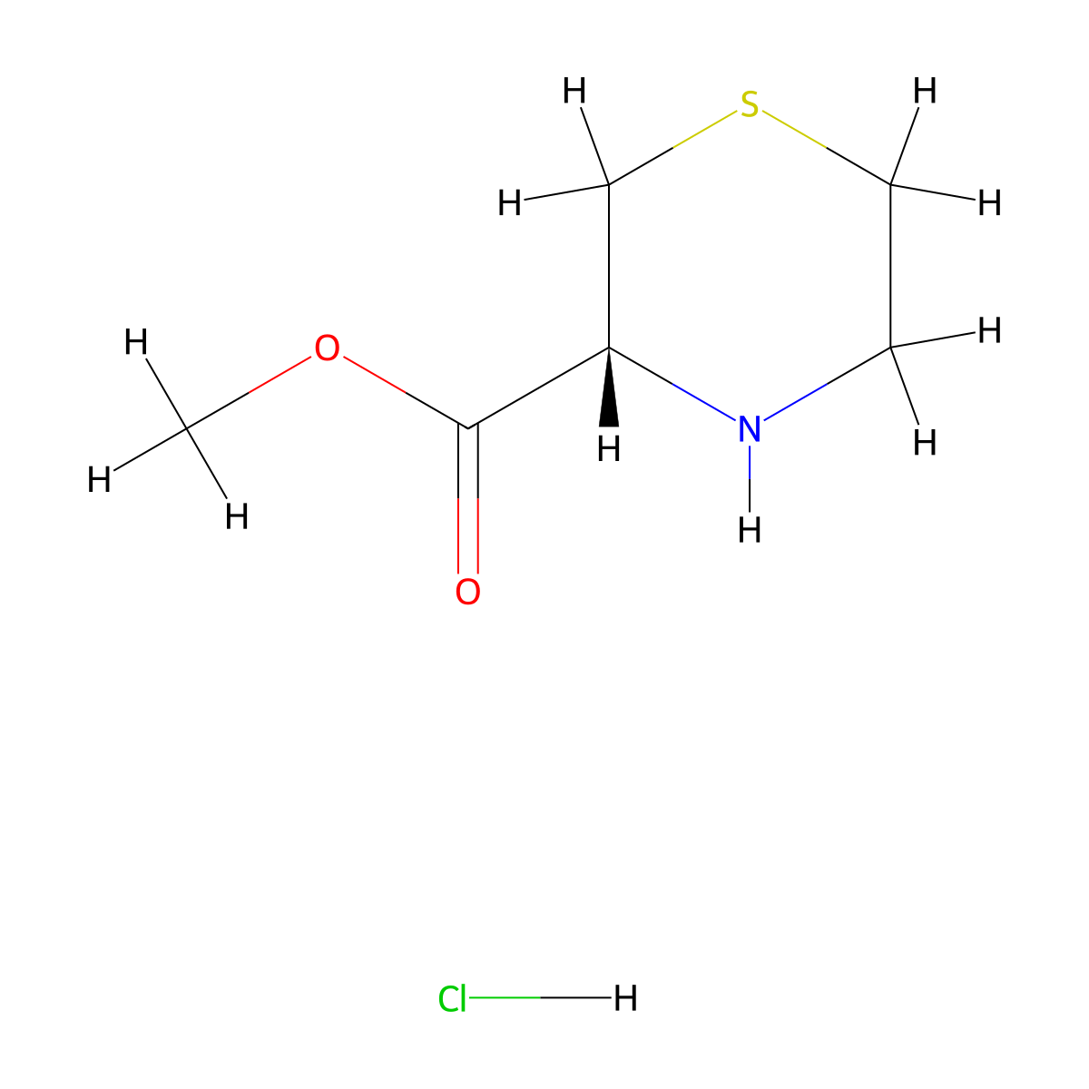 (3R)-thiomorpholine-3-carboxylic acid methyl ester hydrochloride molecular structure, CAS 79162-00-8