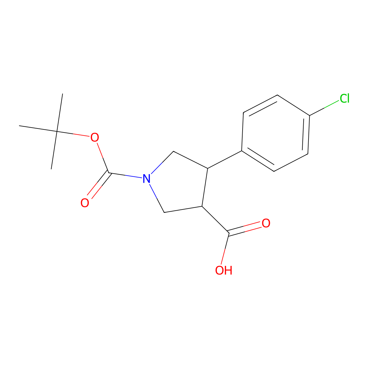 4-(4-Chloro-phenyl)-pyrrolidine-1,3-dicarboxylic acid 1-tert-butyl ester molecular structure, CAS 791625-60-0