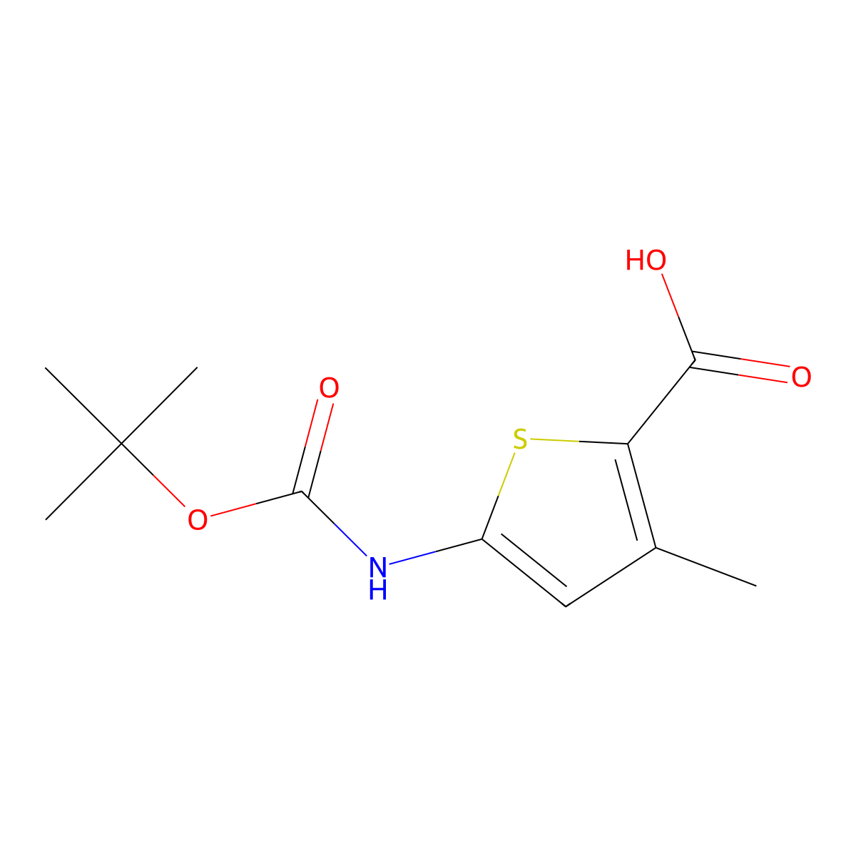 5-((tert-Butoxycarbonyl)amino)-3-methylthiophene-2-carboxylic acid molecular structure, CAS 791626-82-9