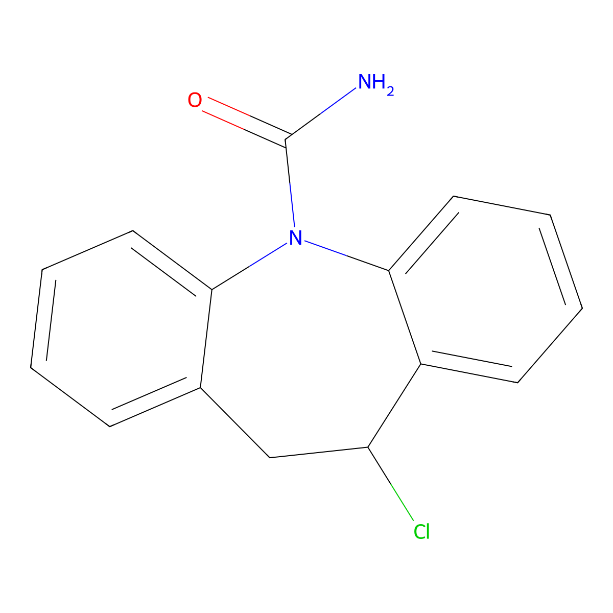 10-Chloro-10,11-dihydro-5H-dibenzo[b,f]azepine-5-carboxamide molecular structure, CAS 791633-38-0