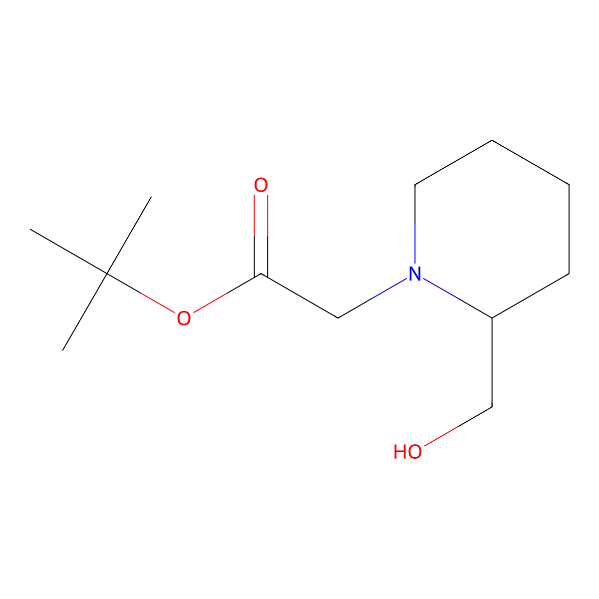 Tert-butyl 2-(2-(hydroxymethyl)piperidin-1-YL)acetate molecular structure, CAS 791642-61-0