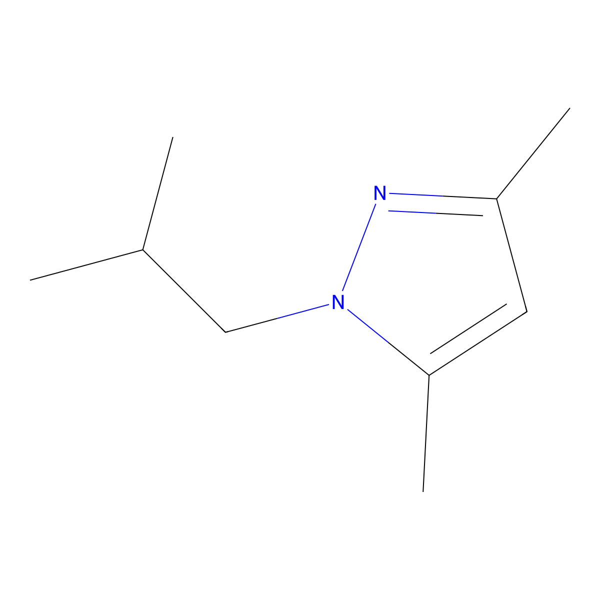 3,5-dimethyl-1-(2-methylpropyl)-1H-pyrazole molecular structure, CAS 79168-92-6