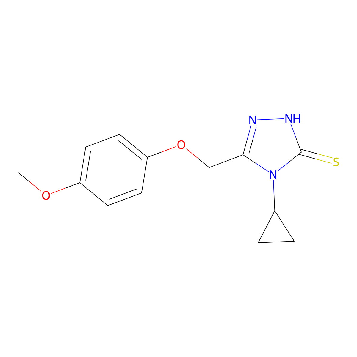 4-cyclopropyl-3-[(4-methoxyphenoxy)methyl]-1H-1,2,4-triazole-5-thione molecular structure, CAS 791716-77-3