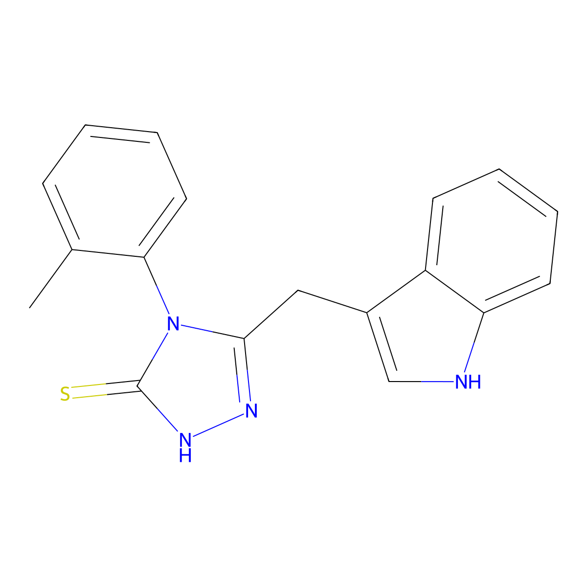 5-(Indol-3-ylmethyl)-4-(2-methylphenyl)-1,2,4-triazole-3-thiol molecular structure, CAS 791717-18-5
