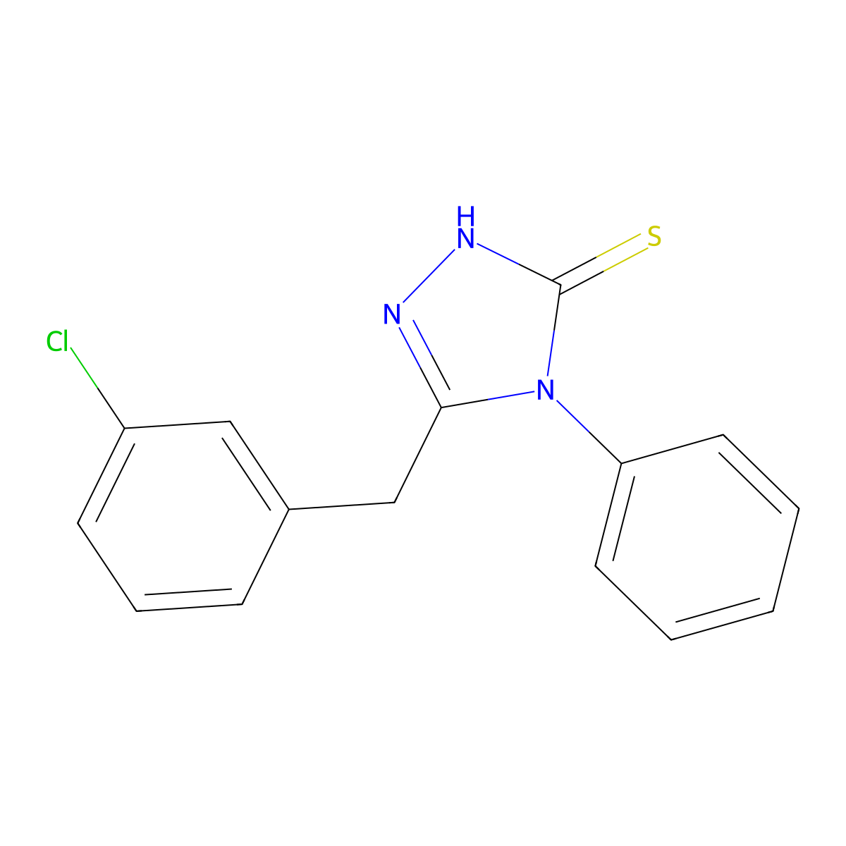 3-[(3-chlorophenyl)methyl]-4-phenyl-1H-1,2,4-triazole-5-thione molecular structure, CAS 791717-23-2