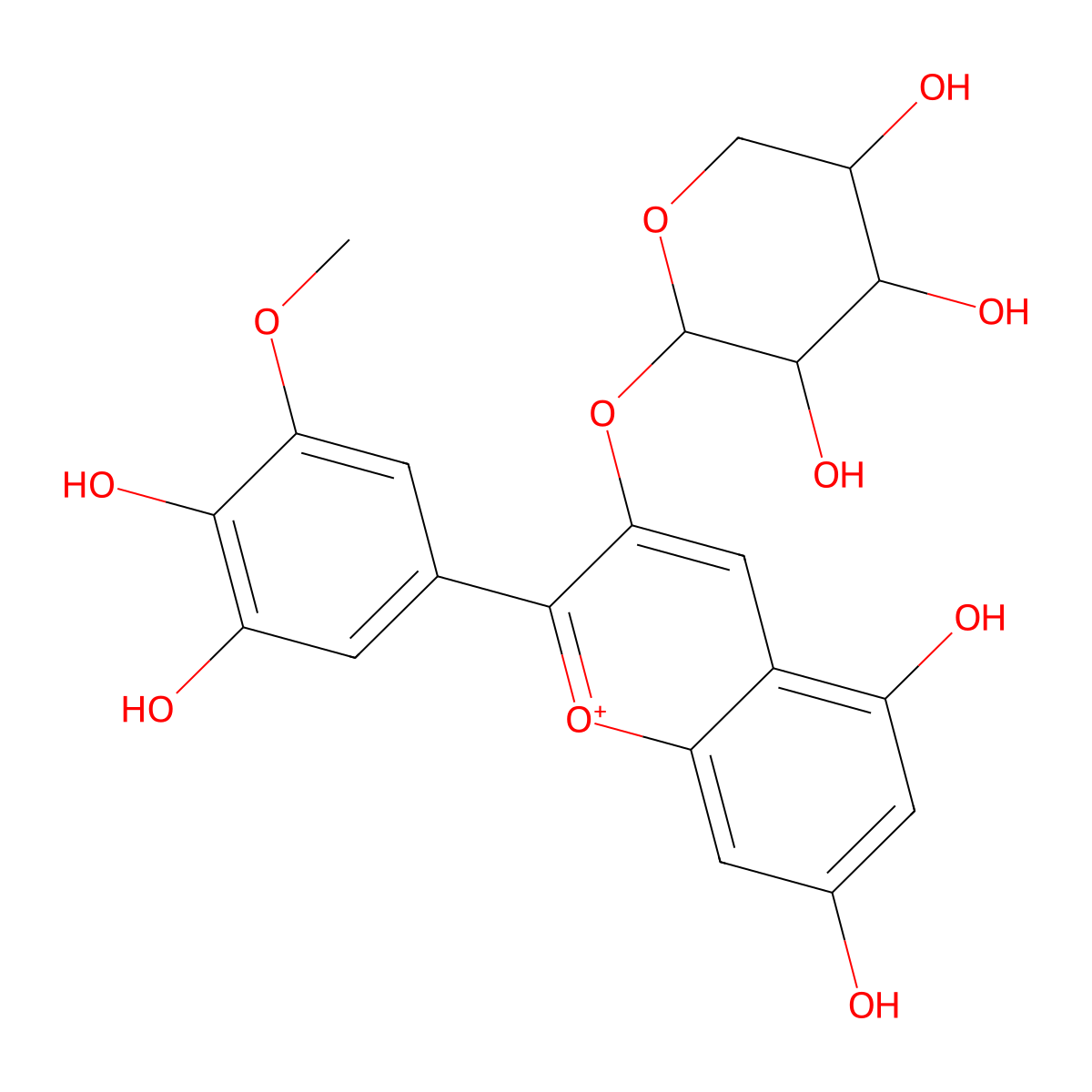 2-[2-(3,4-Dihydroxy-5-methoxyphenyl)-5,7-dihydroxychromenylium-3-yl]oxyoxane-3,4,5-triol molecular structure, CAS 791719-63-6