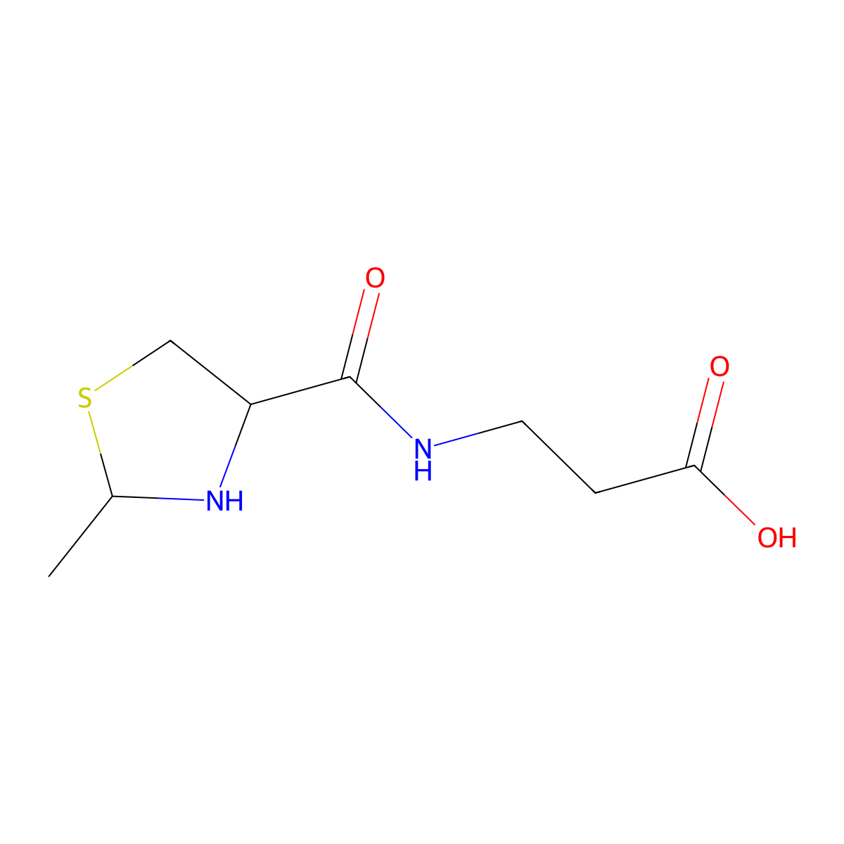 3-[(2-Methyl-1,3-thiazolidin-4-yl)formamido]propanoic acid molecular structure, CAS 791742-21-7