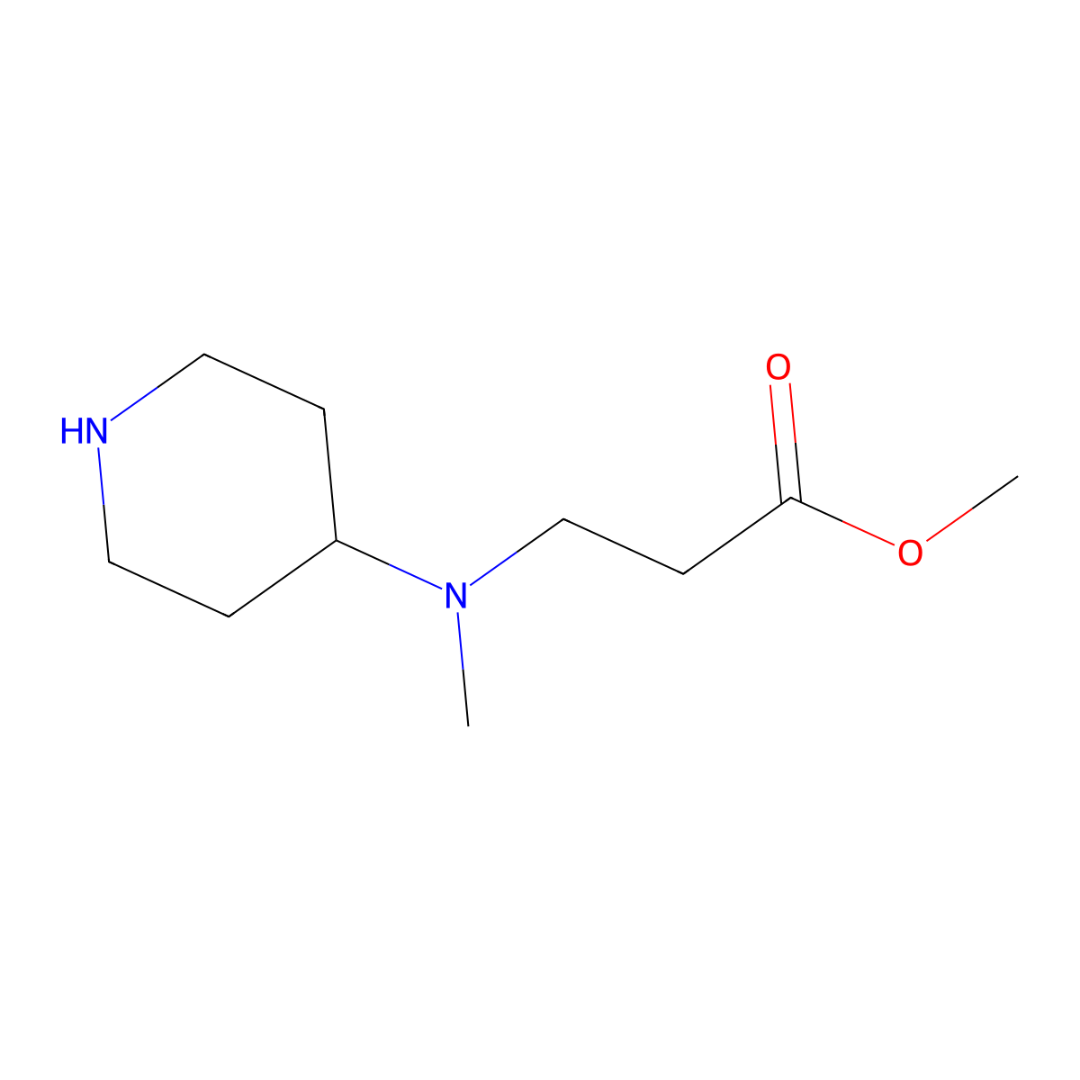 Methyl 3-(methyl(piperidin-4-yl)amino)propanoate molecular structure, CAS 791761-01-8