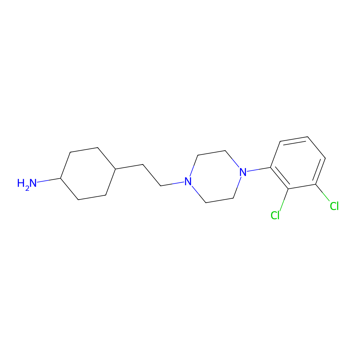 trans-4-(2-(4-(2,3-Dichlorophenyl)piperazin-1-yl)ethyl)cyclohexan-1-amine molecular structure, CAS 791778-53-5