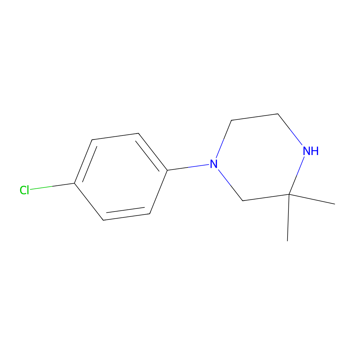 1-(4-Chlorophenyl)-3,3-dimethylpiperazine molecular structure, CAS 791779-65-2