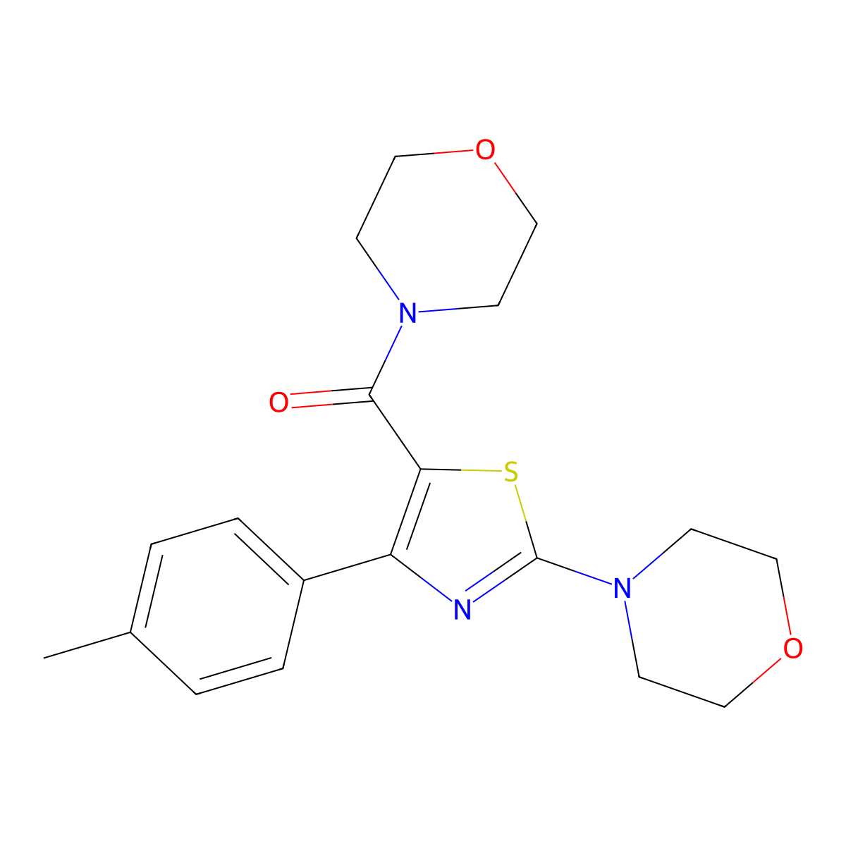 4-[4-(4-Methylphenyl)-5-(4-morpholinylcarbonyl)-1,3-thiazol-2-yl]morpholine molecular structure, CAS 791786-54-4