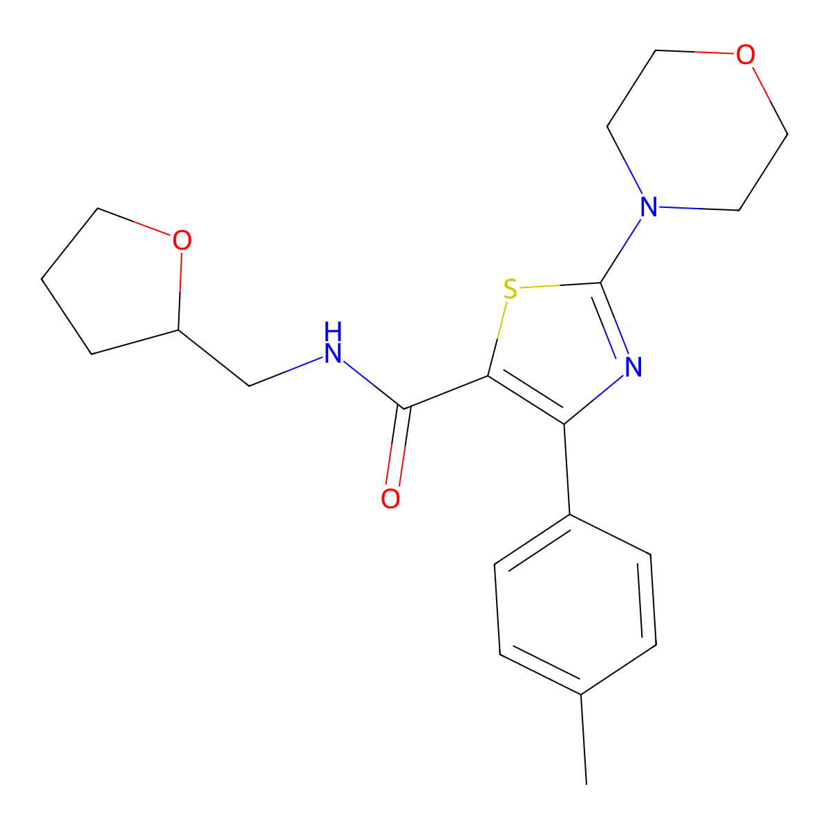 4-(4-methylphenyl)-2-morpholin-4-yl-N-(oxolan-2-ylmethyl)-1,3-thiazole-5-carboxamide molecular structure, CAS 791786-55-5