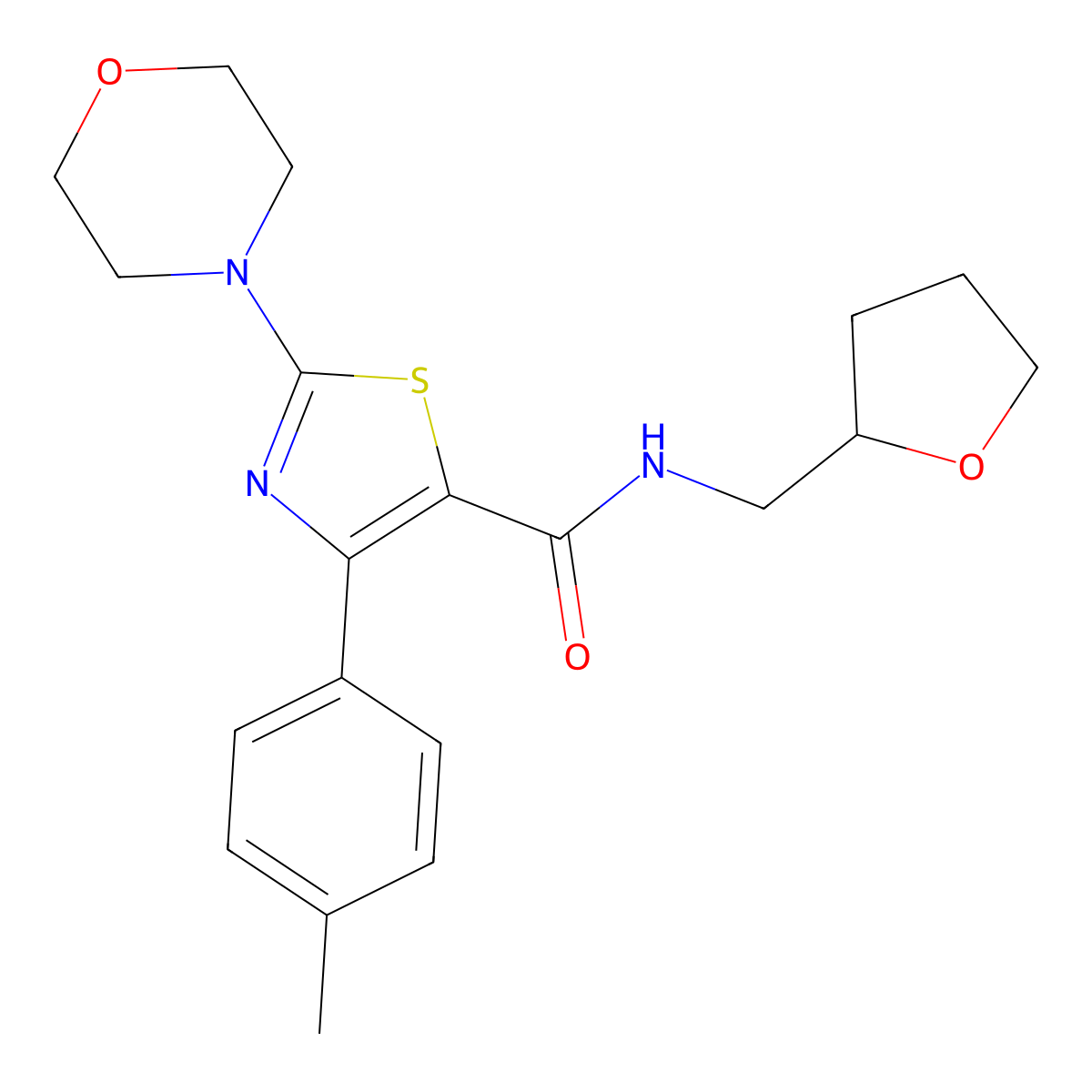 4-(4-methylphenyl)-2-morpholin-4-yl-N-(oxolan-2-ylmethyl)-1,3-thiazole-5-carboxamide molecular structure, CAS 791786-55-5