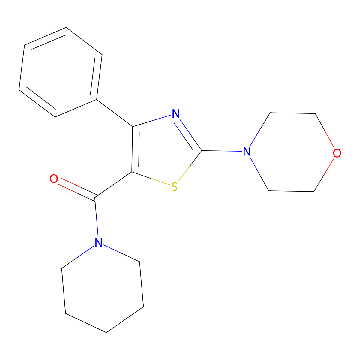 (2-Morpholino-4-phenylthiazol-5-yl)(piperidin-1-yl)methanone molecular structure, CAS 791786-56-6