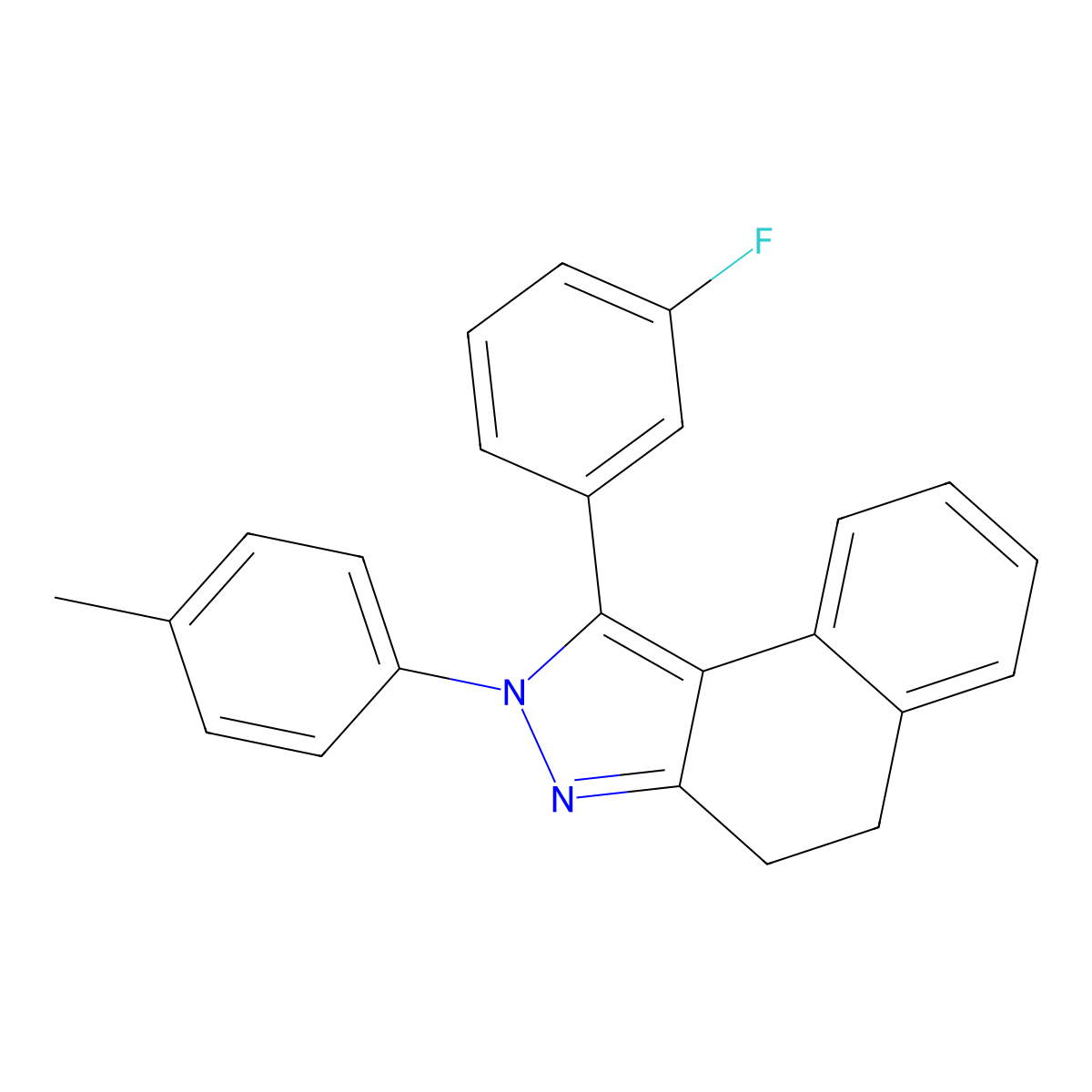 1-(3-fluorophenyl)-2-(4-methylphenyl)-4,5-dihydro-2H-benzo[e]indazole molecular structure, CAS 791787-12-7