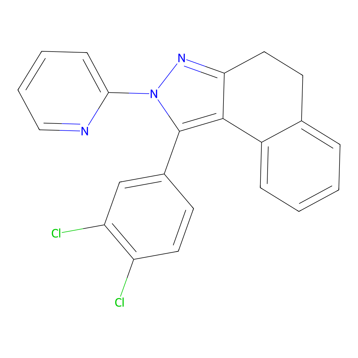 1-(3,4-dichlorophenyl)-2-(2-pyridinyl)-4,5-dihydro-2H-benzo[e]indazole molecular structure, CAS 791787-17-2