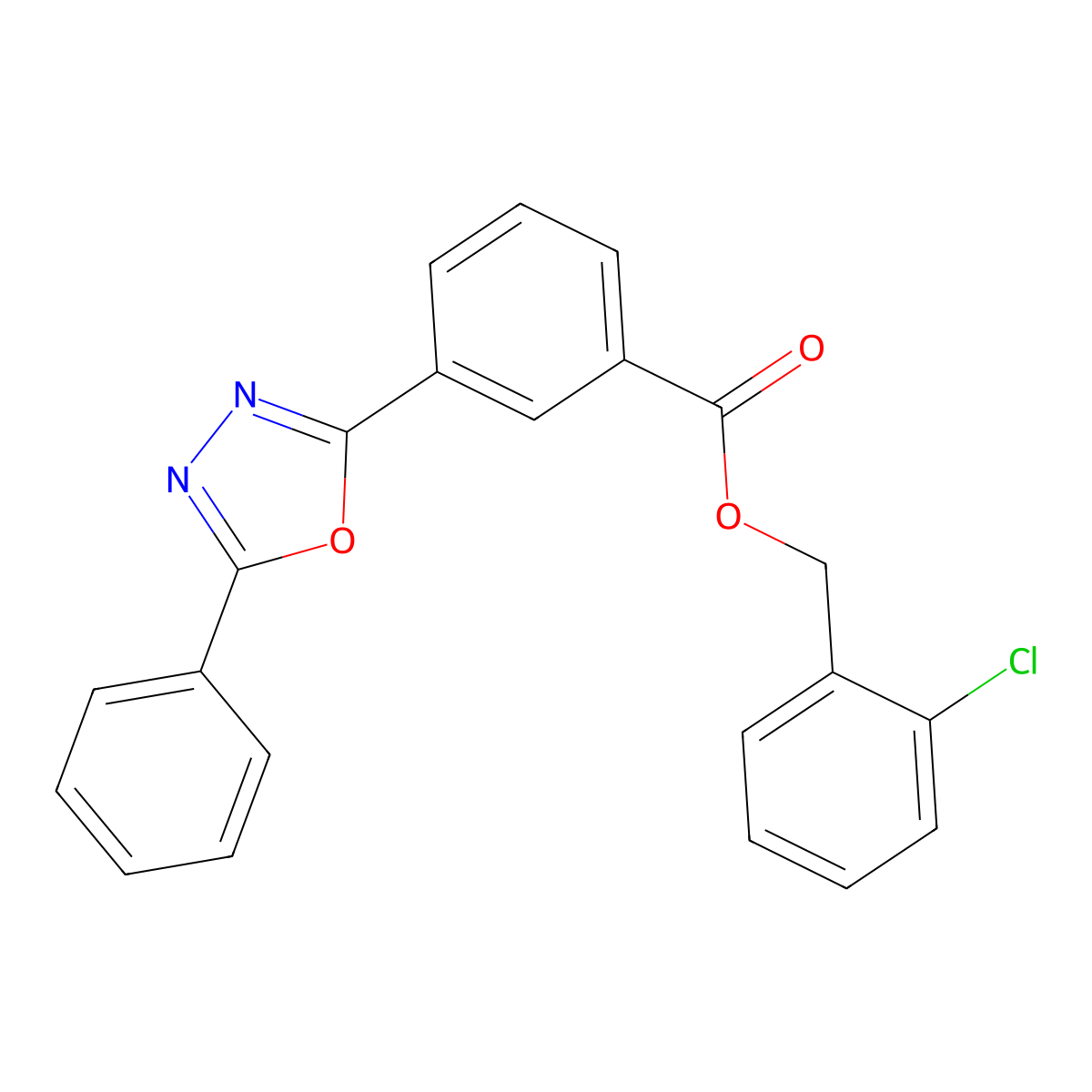 2-Chlorobenzyl 3-(5-phenyl-1,3,4-oxadiazol-2-yl)benzoate molecular structure, CAS 791789-04-3