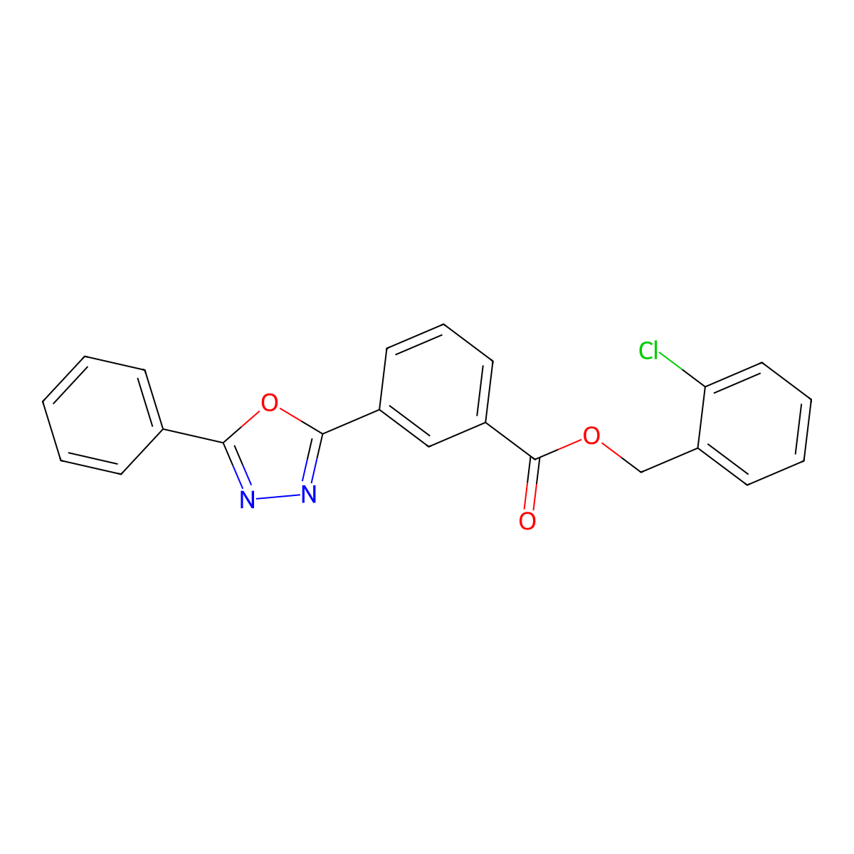 2-Chlorobenzyl 3-(5-phenyl-1,3,4-oxadiazol-2-yl)benzoate molecular structure, CAS 791789-04-3