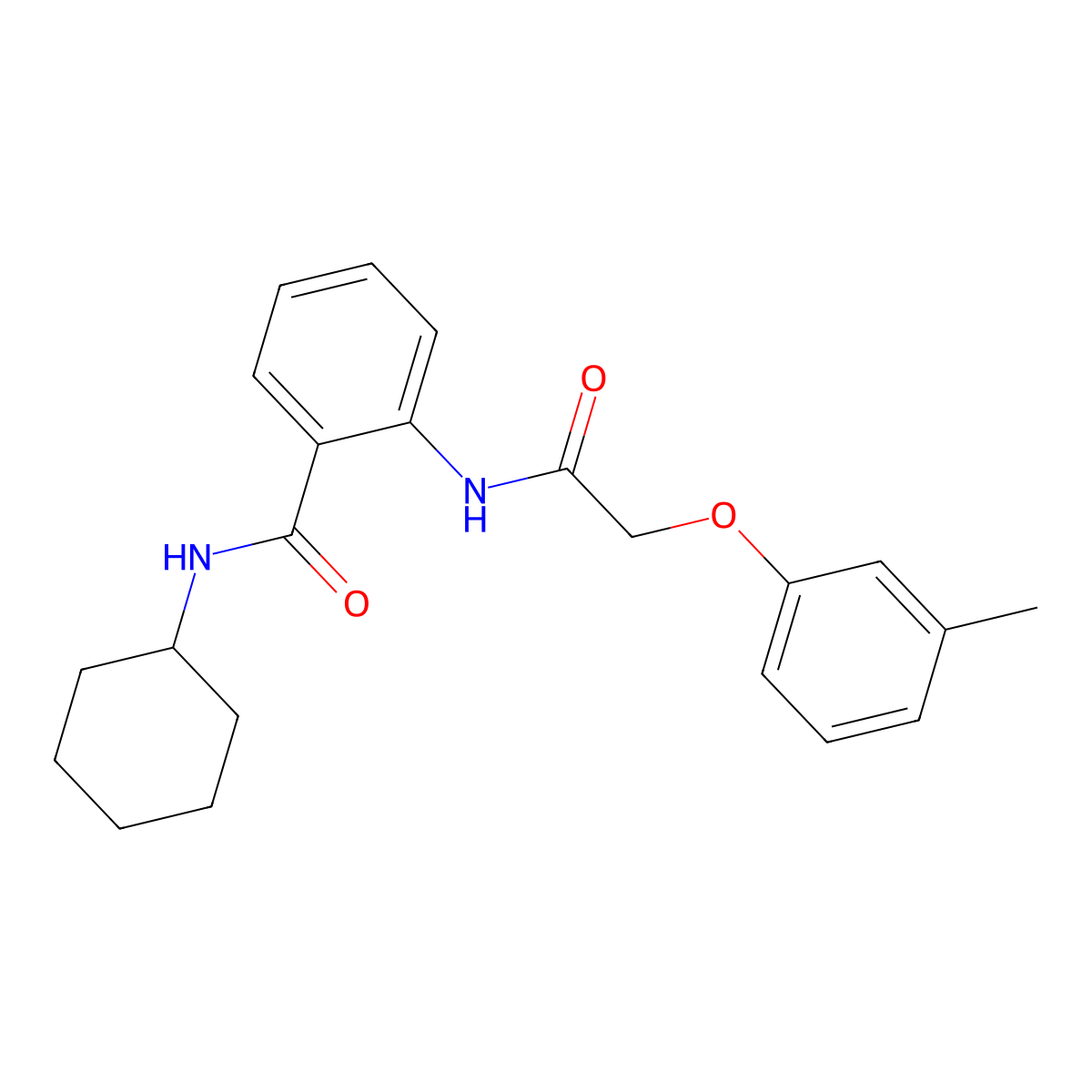 N-cyclohexyl-2-{[(3-methylphenoxy)acetyl]amino}benzamide molecular structure, CAS 791790-41-5