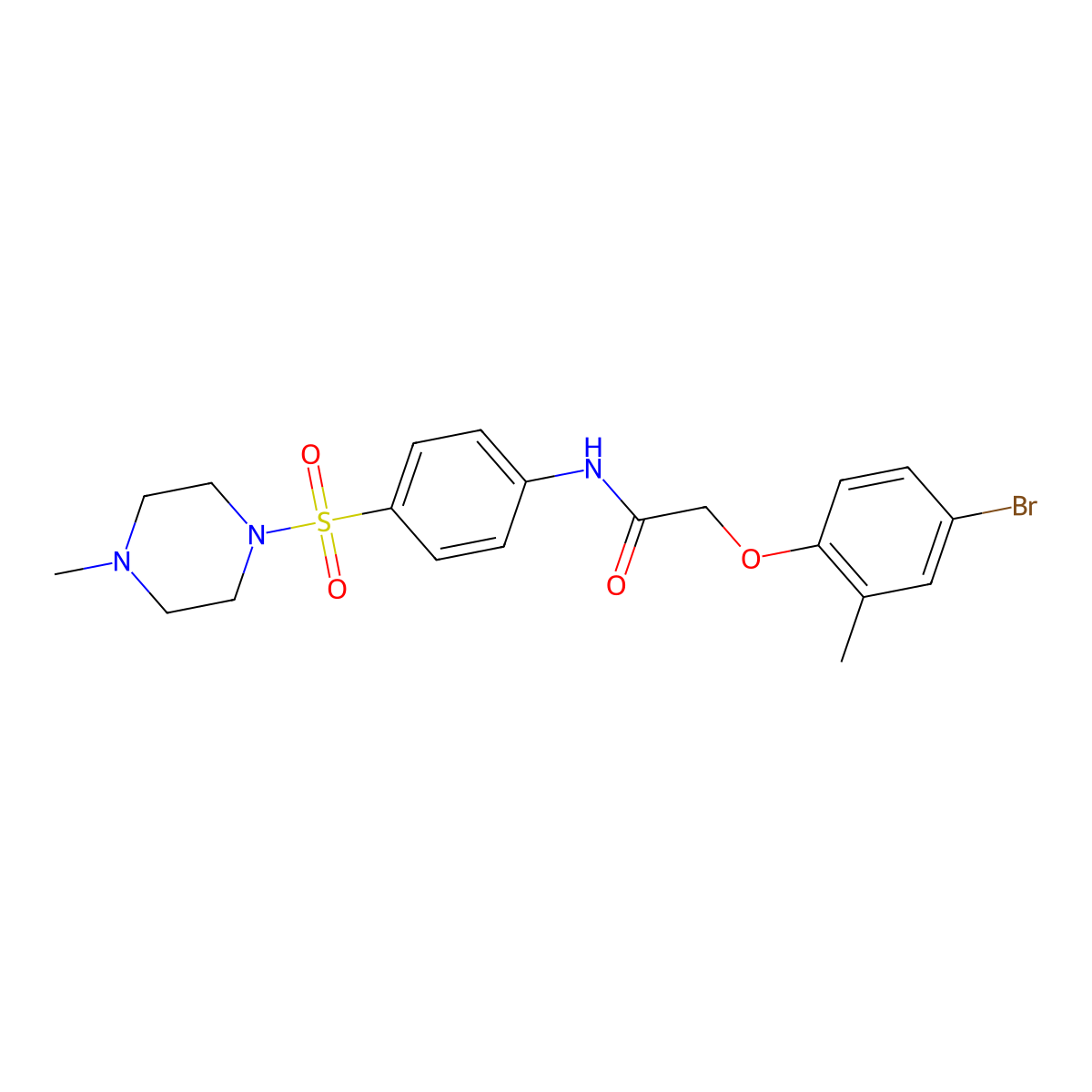 2-(4-bromo-2-methylphenoxy)-N-(4-((4-methylpiperazin-1-yl)sulfonyl)phenyl)acetamide molecular structure, CAS 791791-09-8