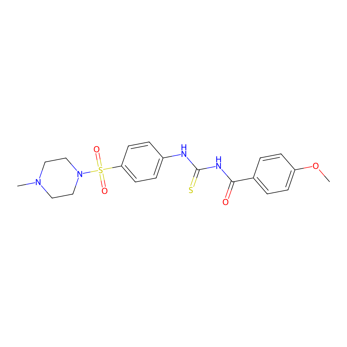 4-methoxy-N-((4-((4-methylpiperazin-1-yl)sulfonyl)phenyl)carbamothioyl)benzamide molecular structure, CAS 791791-20-3
