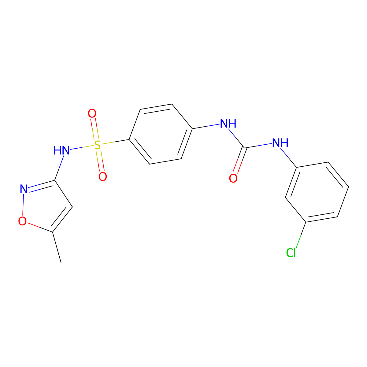 4-[3-(3-Chloro-phenyl)-ureido]-N-(5-methyl-isoxazol-3-yl)-benzenesulfonamide molecular structure, CAS 791791-44-1