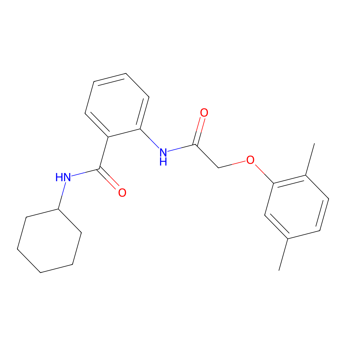 N-cyclohexyl-2-{[(2,5-dimethylphenoxy)acetyl]amino}benzamide molecular structure, CAS 791793-48-1