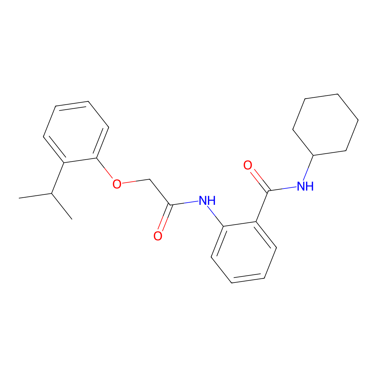 N-cyclohexyl-2-{[(2-isopropylphenoxy)acetyl]amino}benzamide molecular structure, CAS 791793-80-1
