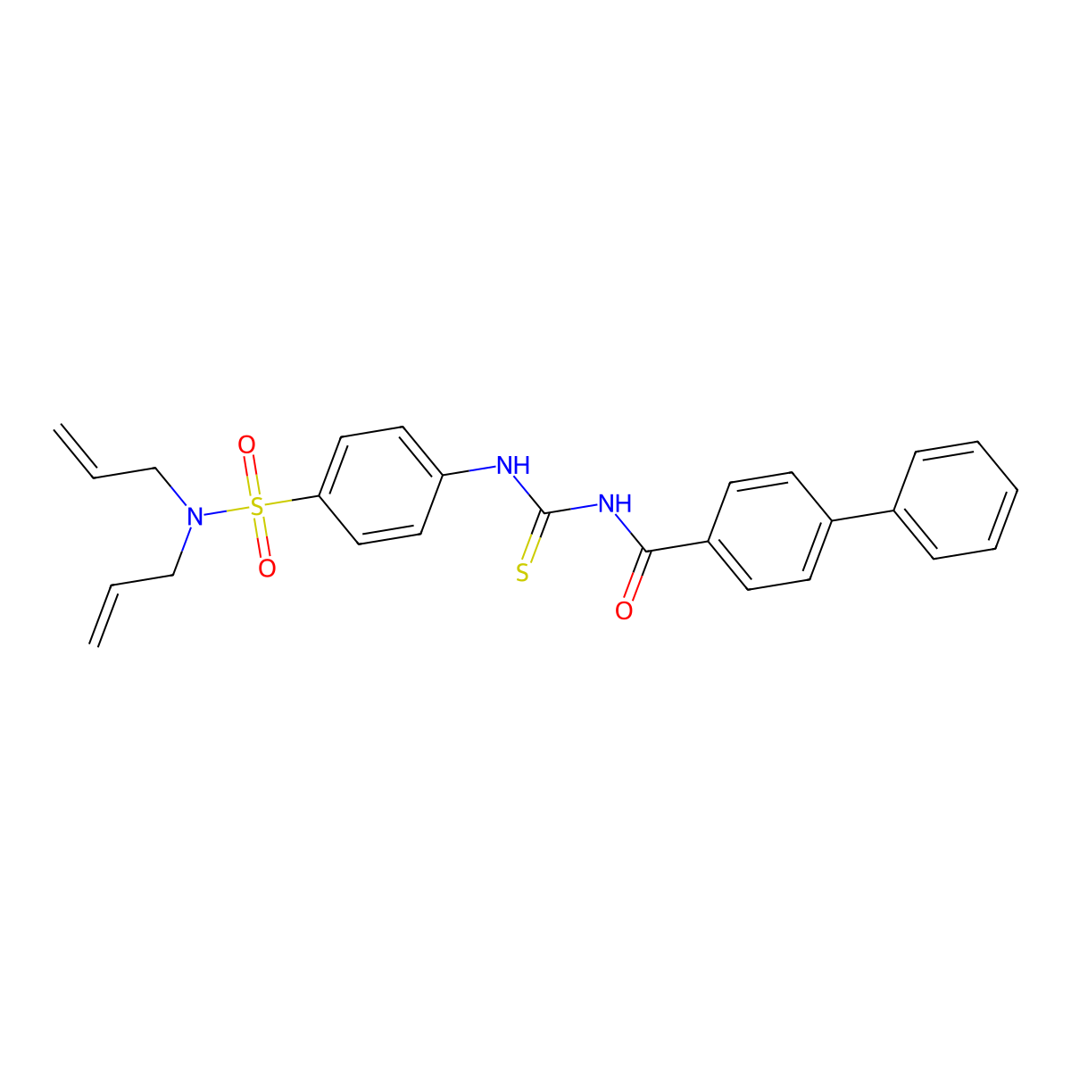 N-[[4-[bis(prop-2-enyl)sulfamoyl]phenyl]carbamothioyl]-4-phenylbenzamide molecular structure, CAS 791795-02-3