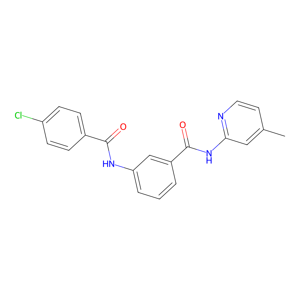 3-[(4-chlorobenzoyl)amino]-N-(4-methyl-2-pyridinyl)benzamide molecular structure, CAS 791800-15-2